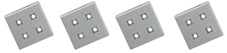 Square Satin Silver Plinth Light Kit: 4 White LED